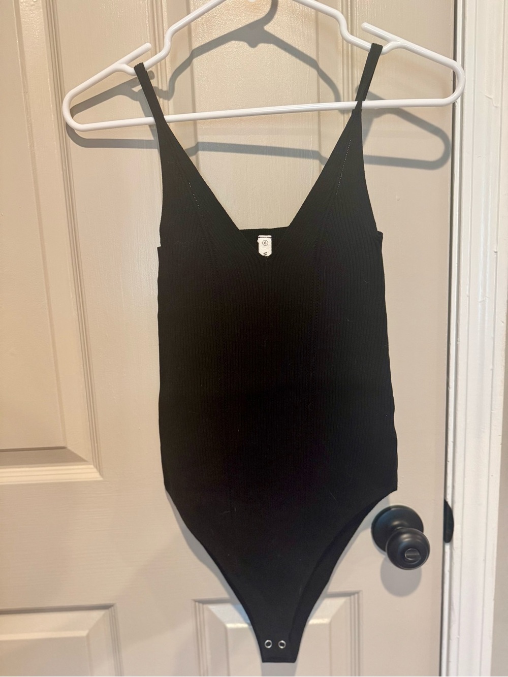 Wishlist Black Ribbed V-Neck One-Piece Bodysuit